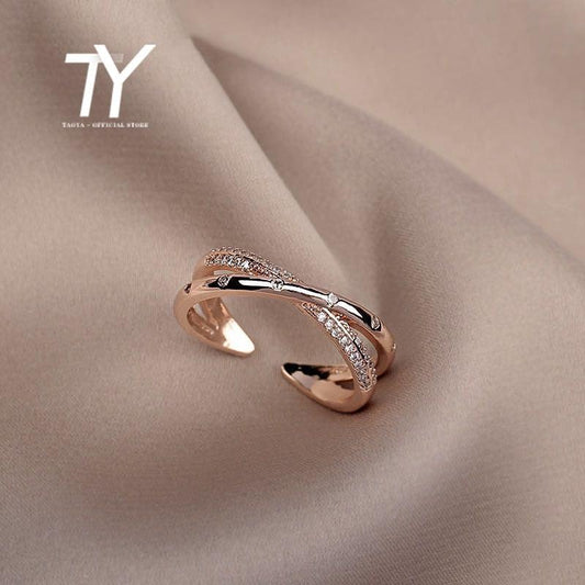 Simple Light Luxury Cross Zircon Ring - BestShop