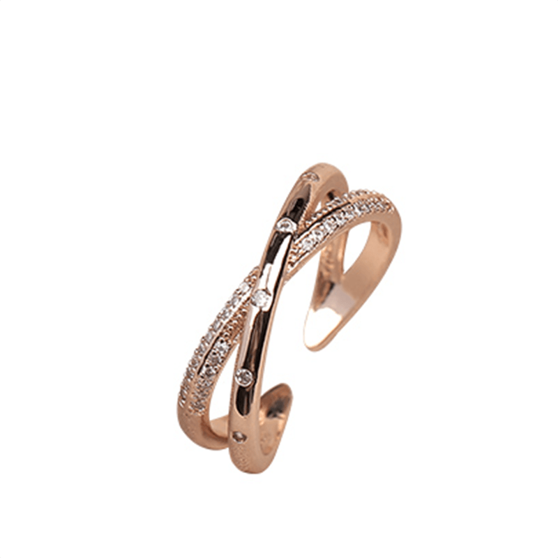 Simple Light Luxury Cross Zircon Ring - BestShop