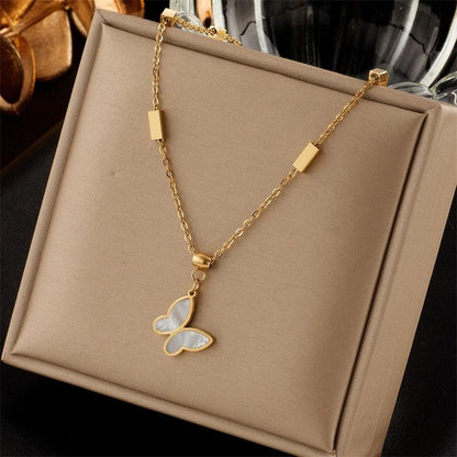 Stainless Steel Geometry Star Moon Butterfly Pendant Necklace - BestShop