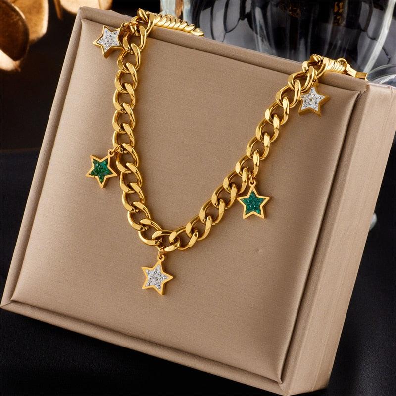 Stainless Steel Geometry Star Moon Butterfly Pendant Necklace - BestShop