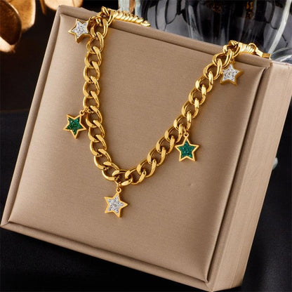 Stainless Steel Geometry Star Moon Butterfly Pendant Necklace - BestShop