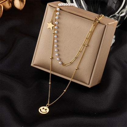 Stainless Steel Geometry Star Moon Butterfly Pendant Necklace - BestShop
