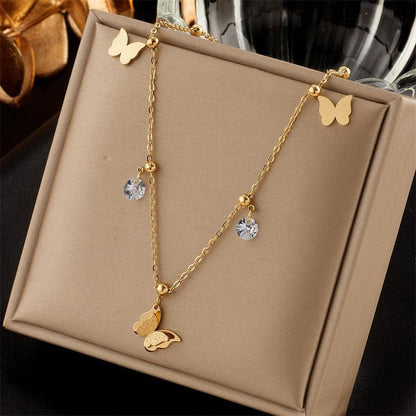 Stainless Steel Geometry Star Moon Butterfly Pendant Necklace - BestShop