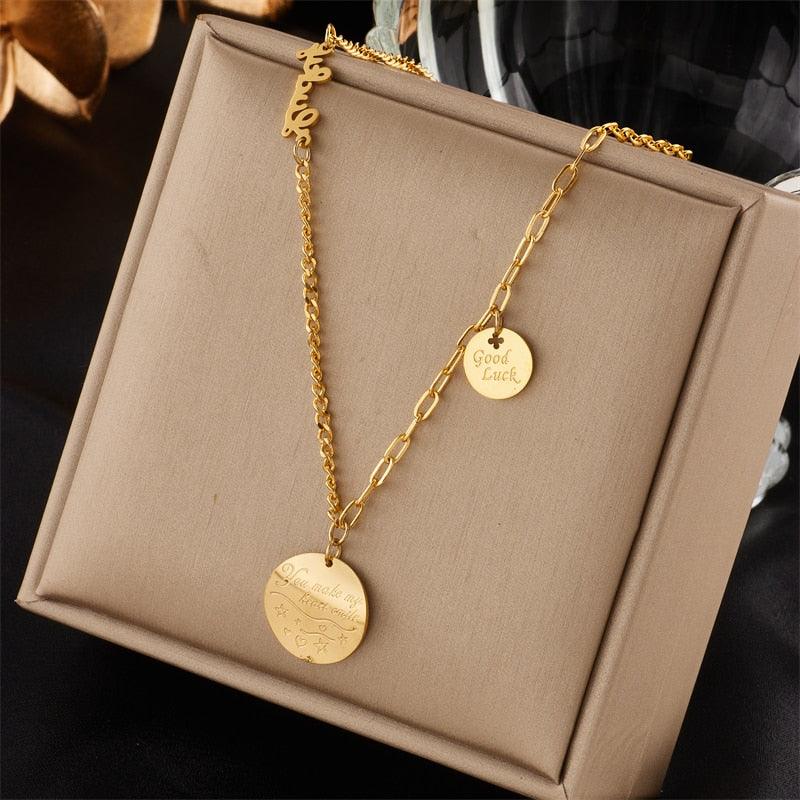 Stainless Steel Geometry Star Moon Butterfly Pendant Necklace - BestShop