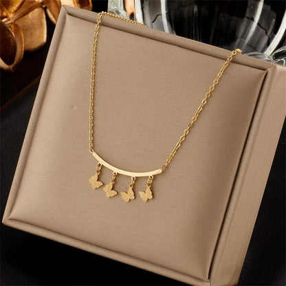Stainless Steel Geometry Star Moon Butterfly Pendant Necklace - BestShop