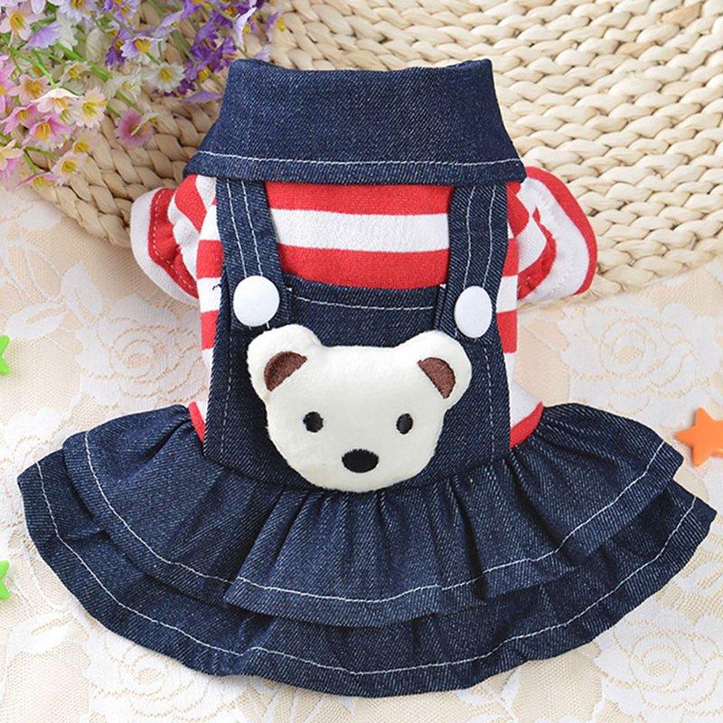 Striped Bear Cute Denim Skirt Pet Clothes - BestShop