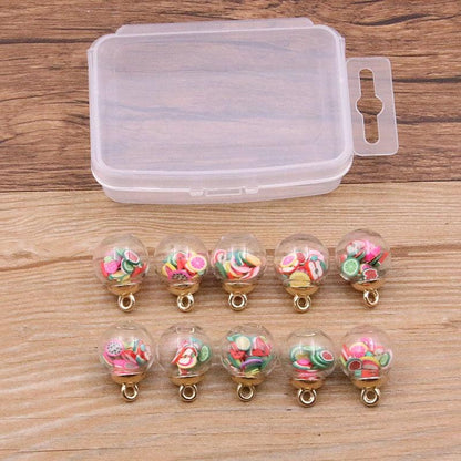Styles Mix Glass Bottles Milk Tea Cup Ball Earring Charms 10 PCs - BestShop