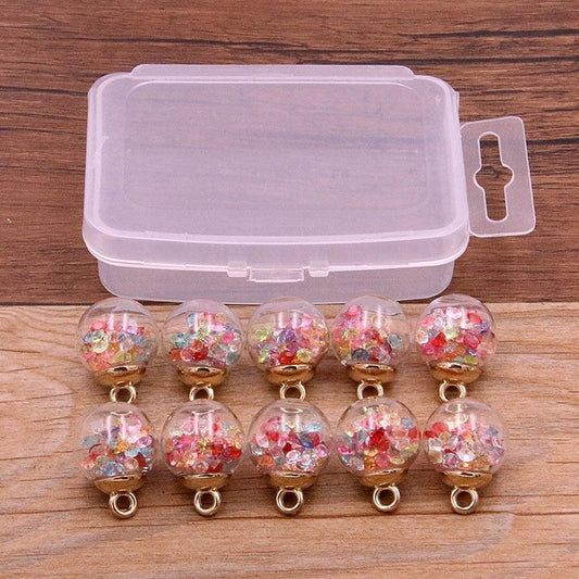 Styles Mix Glass Bottles Milk Tea Cup Ball Earring Charms 10 PCs - BestShop
