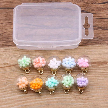 Styles Mix Glass Bottles Milk Tea Cup Ball Earring Charms 10 PCs - BestShop