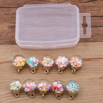 Styles Mix Glass Bottles Milk Tea Cup Ball Earring Charms 10 PCs - BestShop
