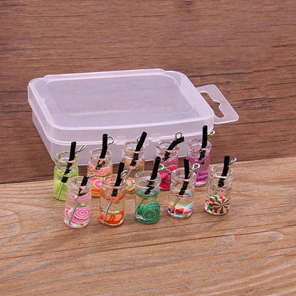 Styles Mix Glass Bottles Milk Tea Cup Ball Earring Charms 10 PCs - BestShop