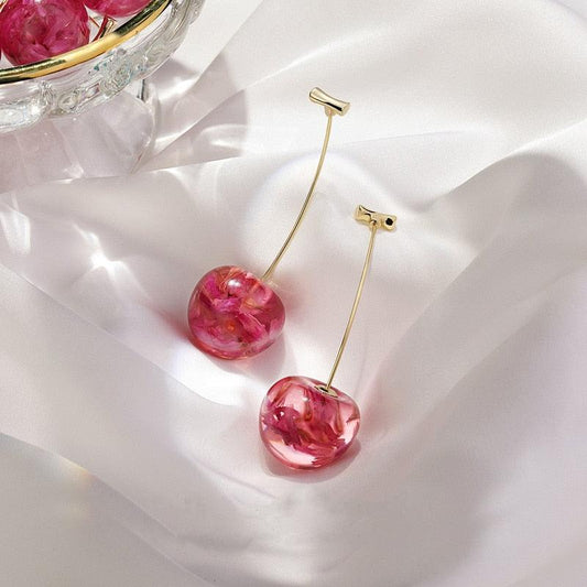 Sweet Cherry Acrylic Geometric Drop Earrings - BestShop