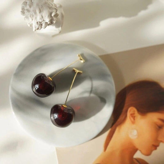 Sweet Cherry Acrylic Geometric Drop Earrings - BestShop