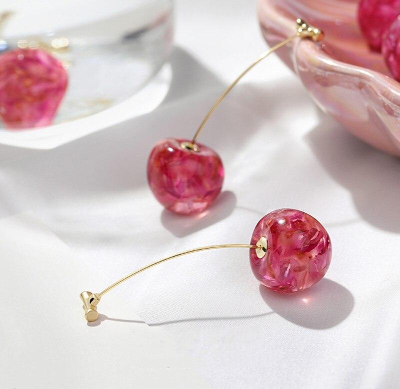 Sweet Cherry Acrylic Geometric Drop Earrings - BestShop