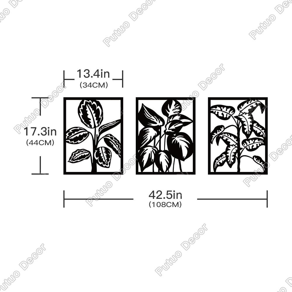 Tropical Leaves Black Line Wooden Art Decor - BestShop