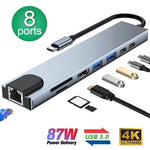 Load image into Gallery viewer, USB C Hub 8 In 1 Type C 3.1 To 4K HDMI Adapter - BestShop
