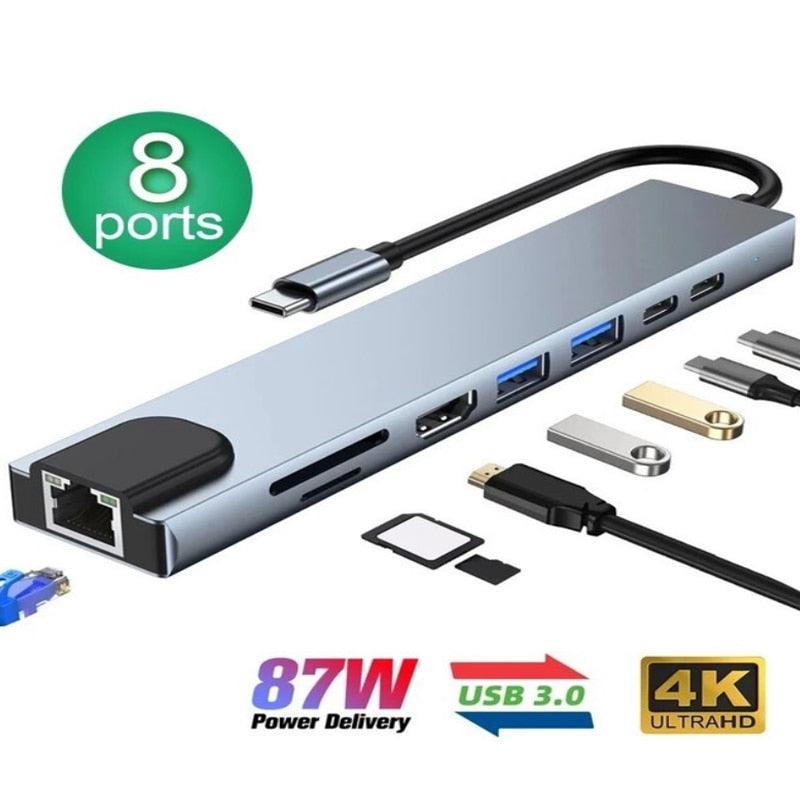 USB C Hub 8 In 1 Type C 3.1 To 4K HDMI Adapter - BestShop