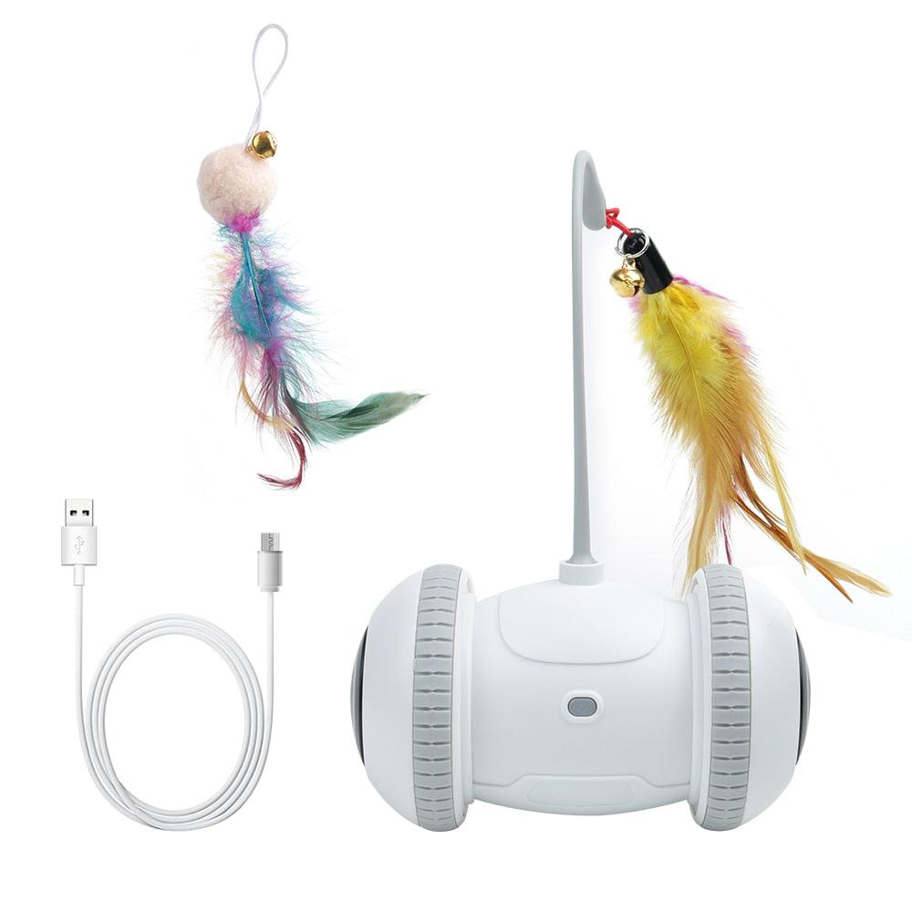 USB Rechargeable Smart Robotic Cat Toy Feather Teaser - BestShop