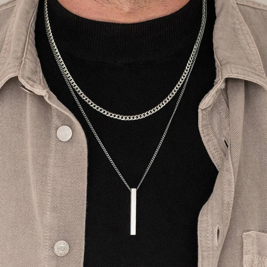 Vnox 3D Vertical Bar Necklaces for Men - BestShop