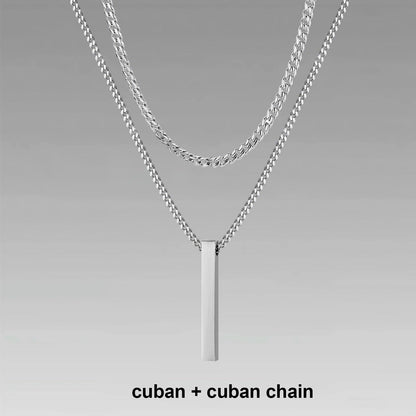 Vnox 3D Vertical Bar Necklaces for Men - BestShop