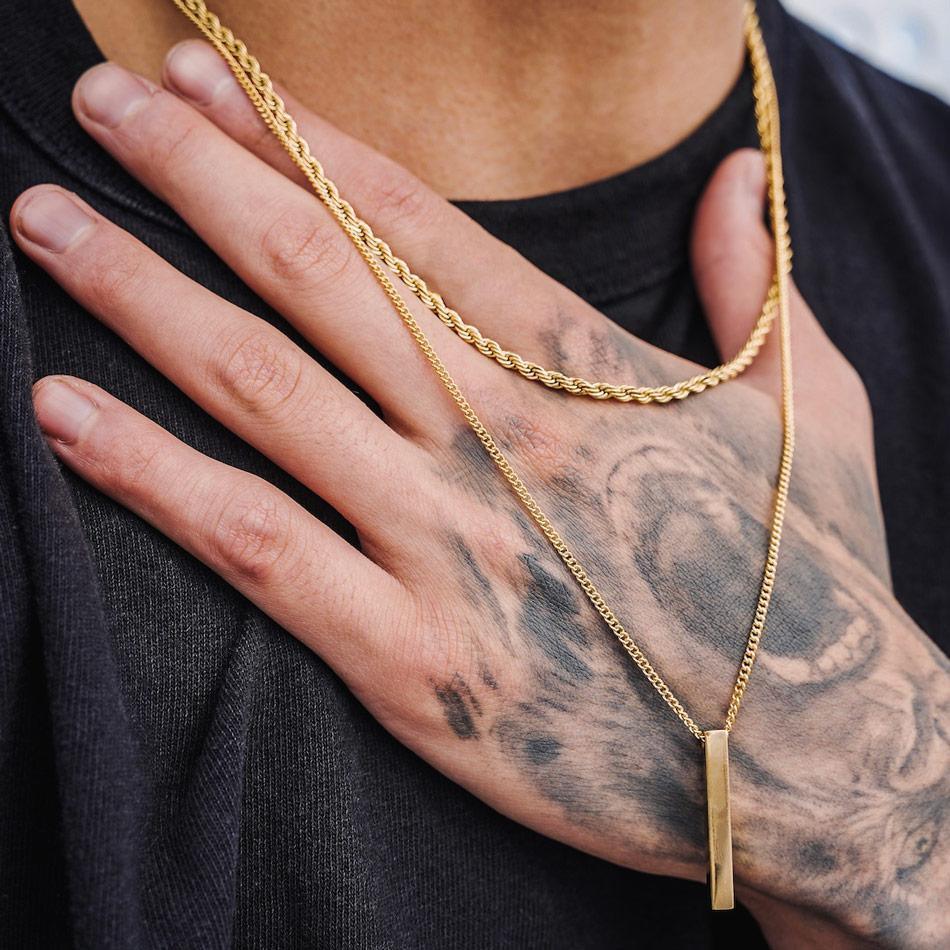 Vnox 3D Vertical Bar Necklaces for Men - BestShop