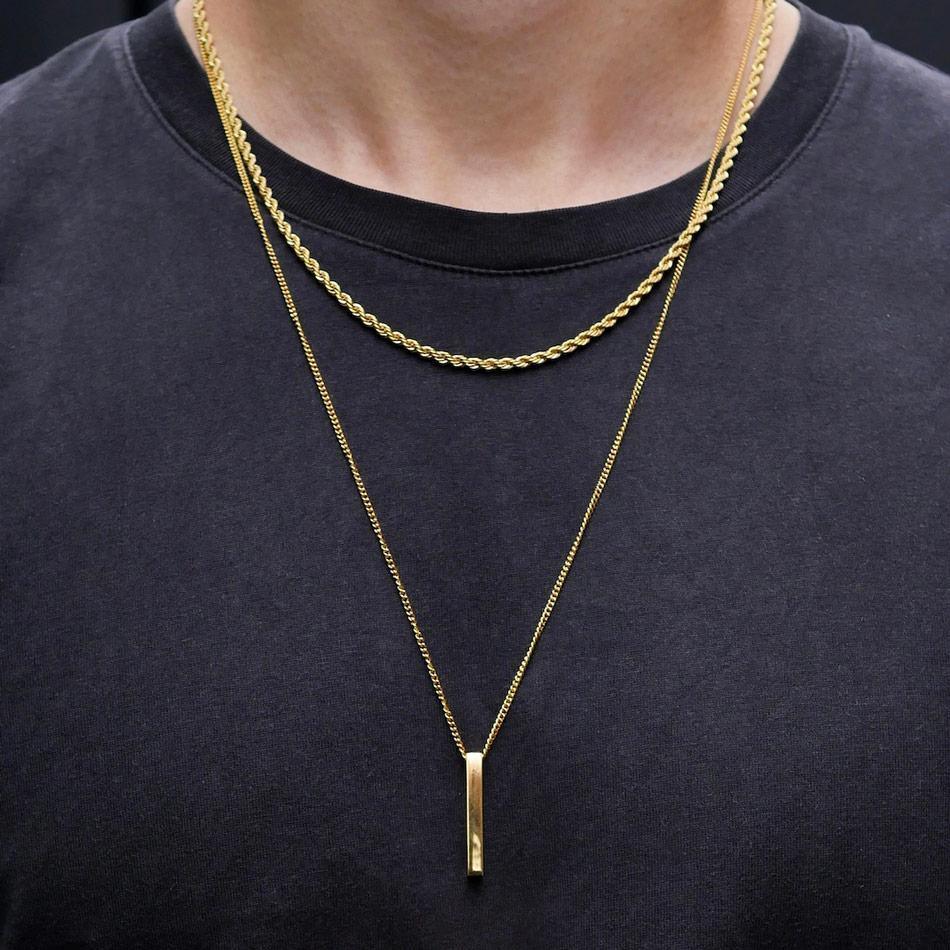 Vnox 3D Vertical Bar Necklaces for Men - BestShop