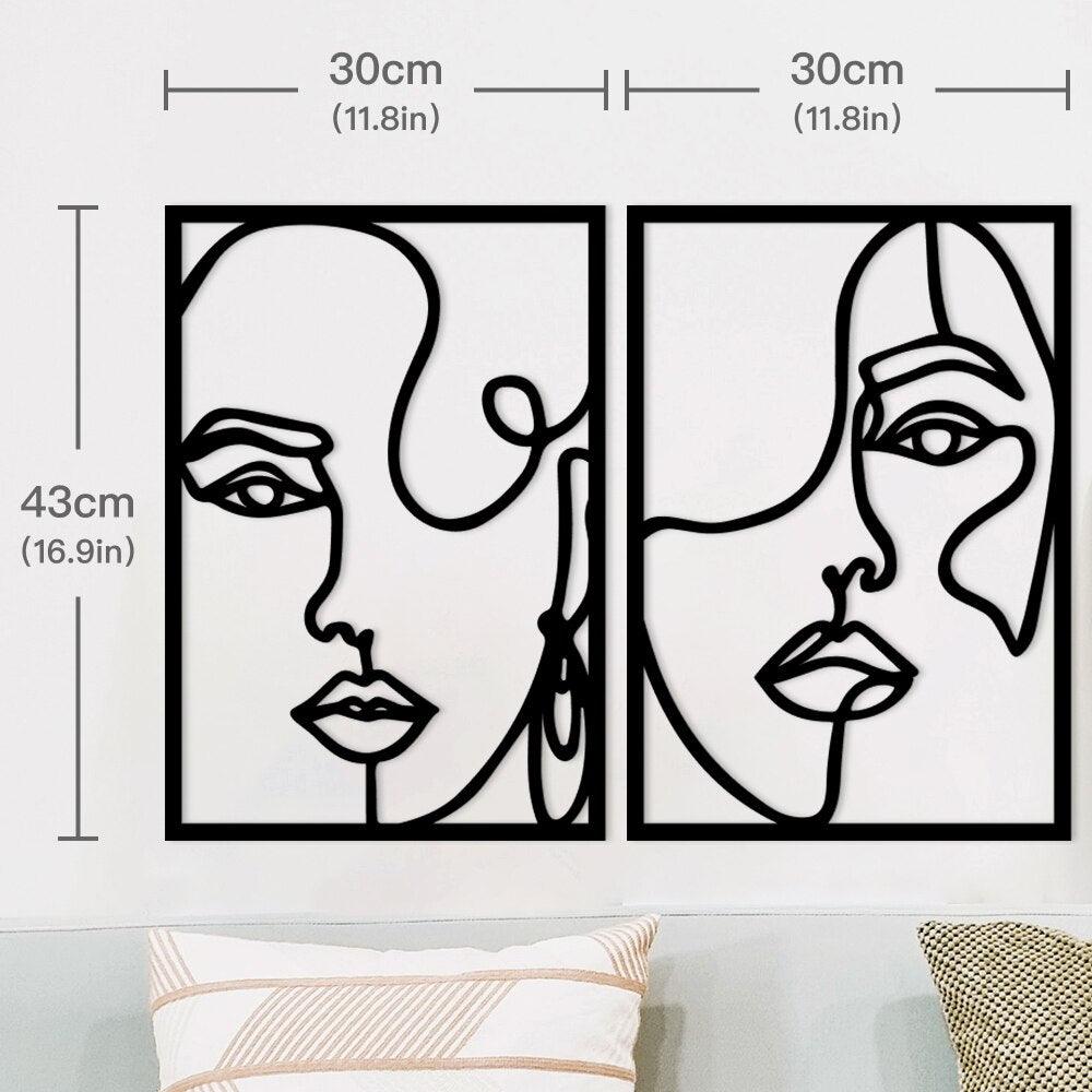 Women Face Black Line Wooden Art Decor - BestShop