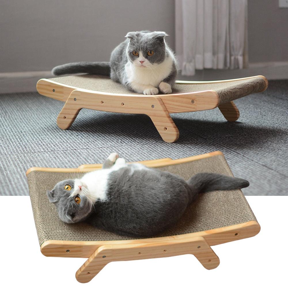 Wooden Cat Scratcher Scraper Detachable Lounge Bed - BestShop