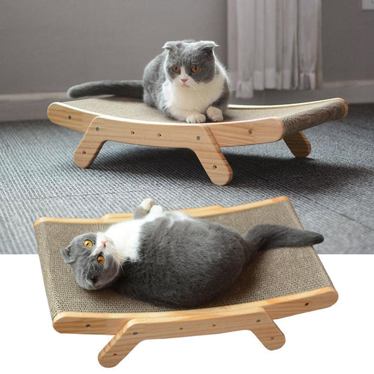 Wooden Cat Scratcher Scraper Detachable Lounge Bed - BestShop