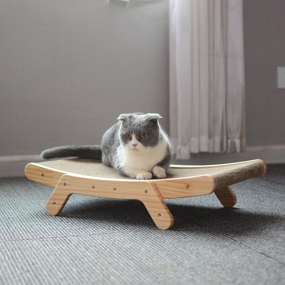 Wooden Cat Scratcher Scraper Detachable Lounge Bed - BestShop