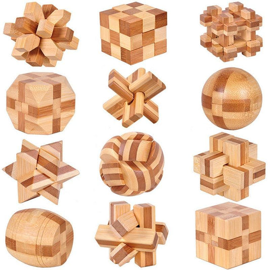 Wooden Kong Ming Lock Lu Ban Lock IQ Brain Teaser Toys - BestShop