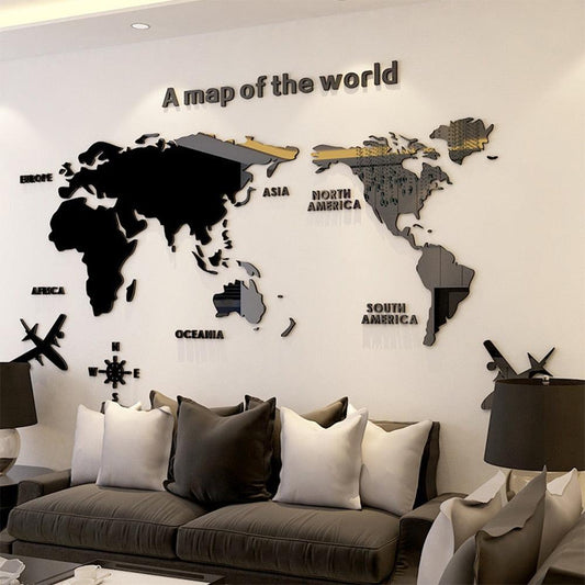 World Map Wall 3D Acrylic Wall Stickers - BestShop