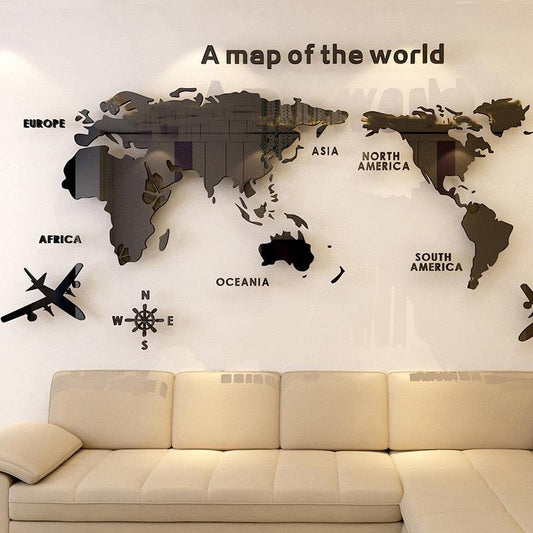World Map Wall 3D Acrylic Wall Stickers - BestShop