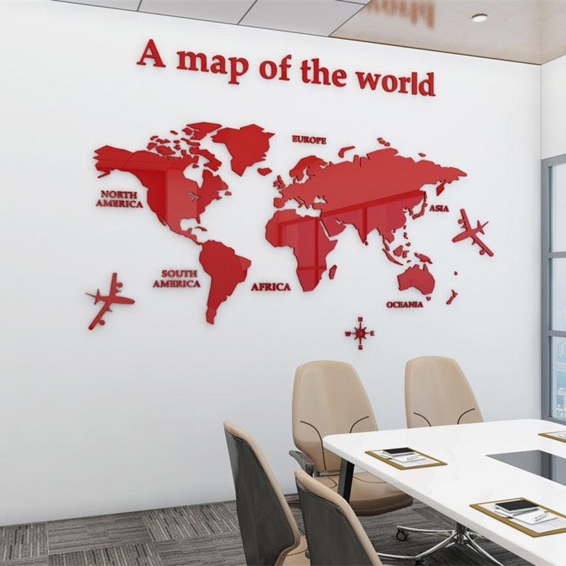 World Map Wall 3D Acrylic Wall Stickers - BestShop