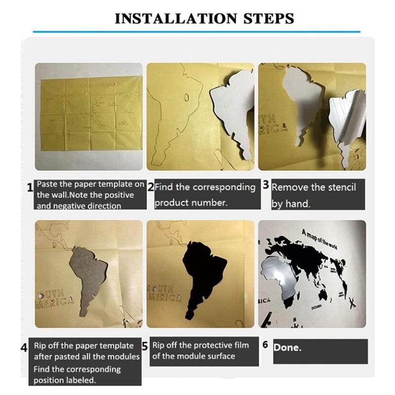 World Map Wall 3D Acrylic Wall Stickers - BestShop