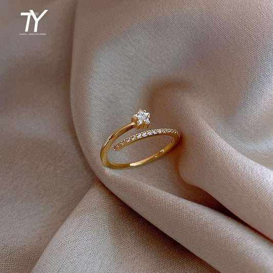 Zircon Gold Color Star Open Rings - BestShop