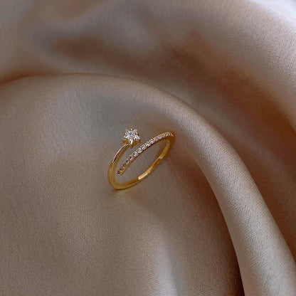 Zircon Gold Color Star Open Rings - BestShop