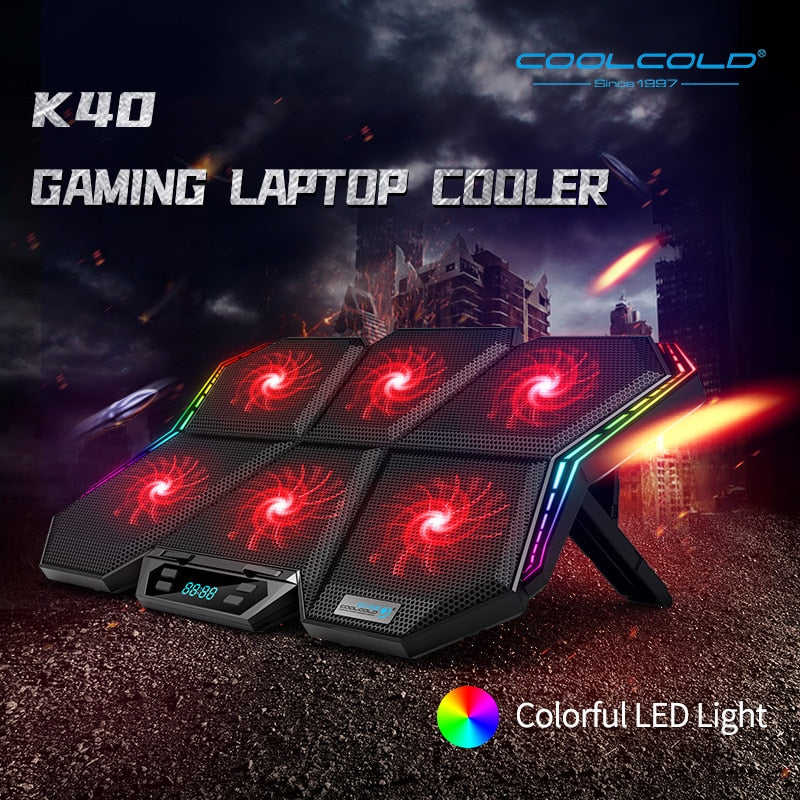 Coolcold Gaming RGB Laptop Cooler 12-17 Inch Led Screen - BestShop