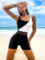 Load image into Gallery viewer, High Waist Patchwork One-Piece Swimsuit - BestShop
