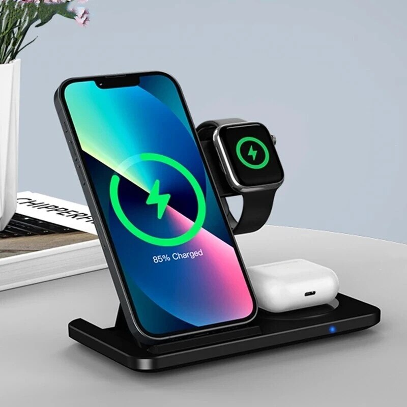 3 in 1 Wireless Charger Stand Pad Fast Charging Station Dock - BestShop