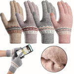 Load image into Gallery viewer, Women&#39;s Winter TouchScreen Gloves Thicken Warm Knitted Stretch Gloves Imitation Wool Full Finger Outdoor Skiing Riding Gloves - BestShop