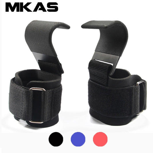 Weight Lifting Hook Grips With Wrist Wraps Hand-Bar Wrist Strap - BestShop