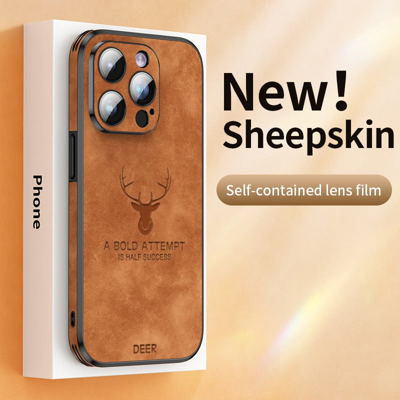 Luxury Deer Leather Phone Case For iPhone 14 13 12 Pro Max - BestShop