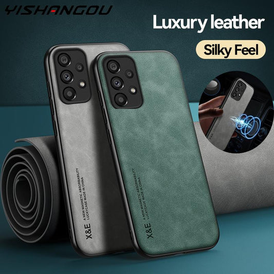 Magnetic Sheepskin Leather Case For Samsung Galaxy - BestShop
