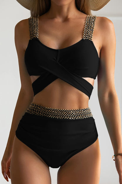 2023 Black Cross High Waist Bikini - BestShop
